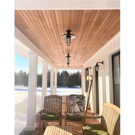 12” Marathon, 150-Black, Flush Mount, Standard Canopy, Cast Guard & Frosted Glass, Cast Guard in 150-Black | Photo Courtesy of Homeowner