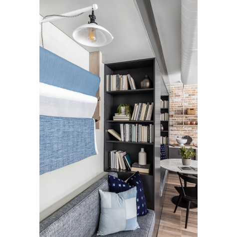 Sinclair Swing Arm Sconce, 200-White Shade & Arm Finish, CSBW-Black Cloth Cord, UK-Black Socket with Knob Switch | Photo Courtesy of CID Design Group, (@cid_designgroup), Alta Purl and Laura Sumrak (@laurasumrak)