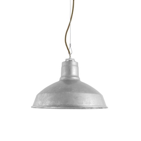 14" Dino Studio Light, 975-Galvanized, CSBG-Black & Gold Cloth Cord
