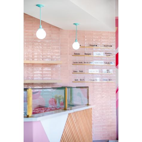 Bubble Stem Mount Pendant Light, Opaque Glass, 370-Mint | Photography Courtesy of Haley Hill Photography