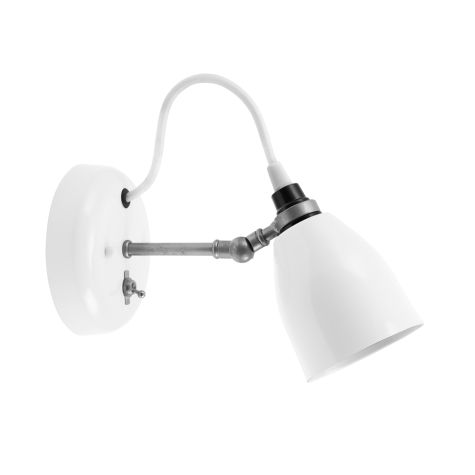 Lovell Wall Sconce, 200-White, Galvanized Arm, SWH-Standard White Cord