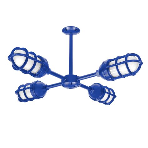 Sputnik 4-Light Chandelier, 700-Royal Blue, TGG-Heavy Duty Cast Guard, FST-Frosted Glass