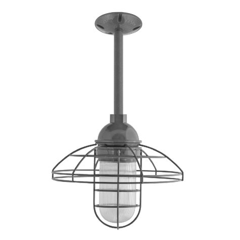 12" Blue Collar LED, 805-Charcoal Granite, RIB-Ribbed Glass