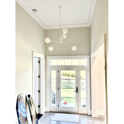 Bubble 5-Light Chandelier, White Glass, 200-White, 36" Stem, Victorian Edison 60w Bulb | Customer Submission