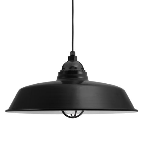 18" Rochester, 100-Black, CGG-Standard Cast Guard, FST-Frosted Glass, CSB-Black Cloth Cord