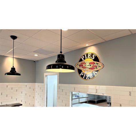 14" Union Pendant, 150-Black, Standard Black Cord, Domed Lens | Customer Submission