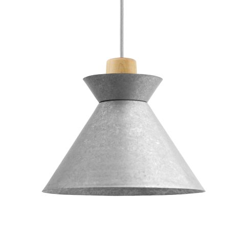 14" Manhattan LED, 975-Galvanized, Ash Wood, CMG-Grey Cloth Cord