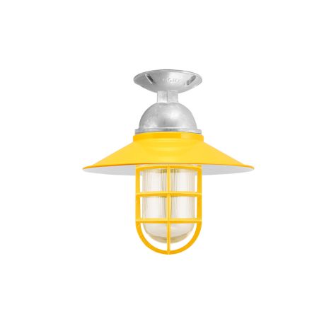 12" Syracuse, 500-Buttery Yellow, Mounting in 975-Galvanized, CGG-Standard Cast Guard, RIB-Ribbed Glass