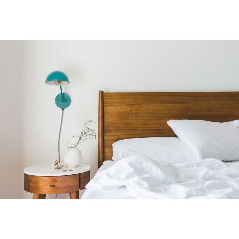 Parabolic Wall Sconce, 390-Teal, CSBW-Black & White Cloth Cord