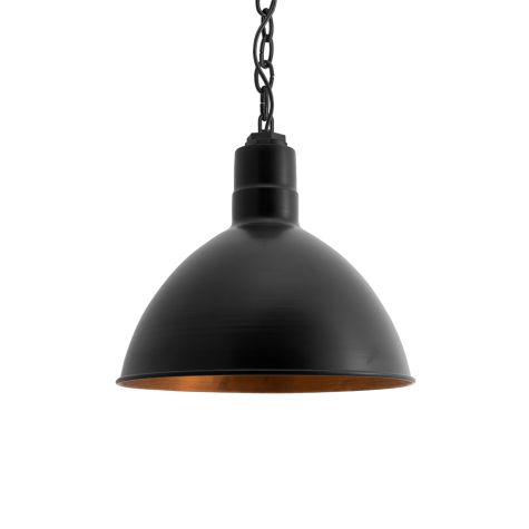 14" Wilcox, 100-Black with 997-Natural Raw Brass Interior, SBK-Standard Black Cord