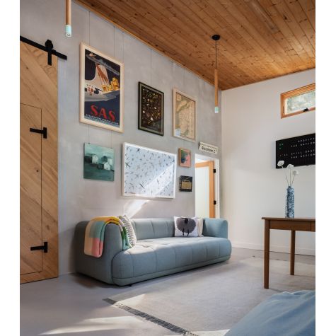 Alto Wooden Cylinder Pendant, 370-Mint, Ash Wood, Standard Black Cord, Black Canopy, No Cover | Photography Courtesy of Mike Kelley