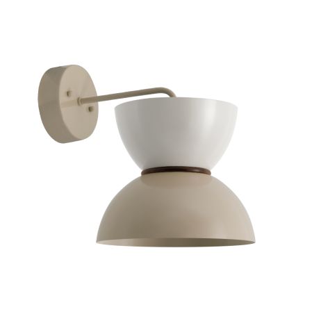 Duo LED Sconce, Top in 815-Light Grey, Bottom in 607-Taupe, Walnut Wood Ring, Mounting in 607-Taupe