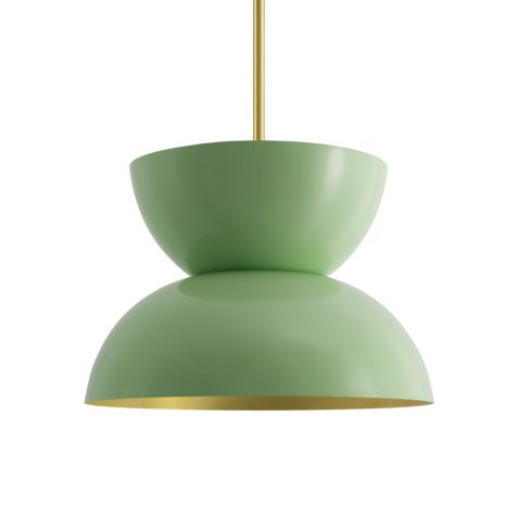 14" Duo, 320-Fern Green, Bottom Interior in 997-Natural Raw Brass, Mounting in 997-Natural Raw Brass