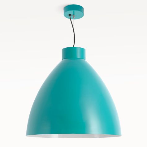 Oxford LED Studio Pendant Light, 390-Teal, Standard Black Cord