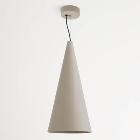 12" Isos LED Cone Studio Pendant Light, 607-Taupe, Standard Black Cord