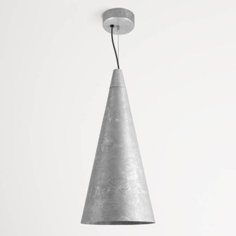 12" Isos LED Cone Studio Pendant Light, 975-Galvanized, Standard Black Cord