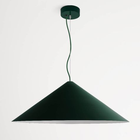 32" Isos LED Cone Studio Pendant Light, 300-Dark Green, Emerald Green Cloth Cord