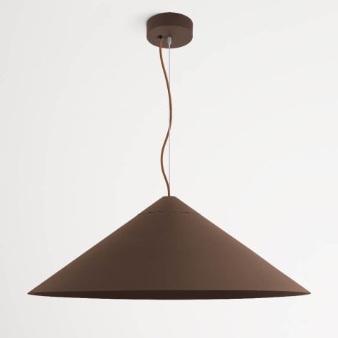 32" Isos LED Cone Studio Pendant Light, 605-Textured Rust, Rust Cloth Cord